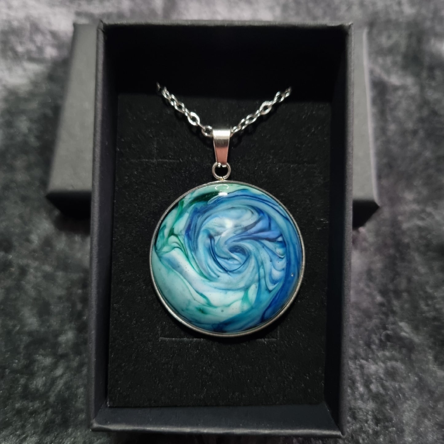 Handmade Round Epoxy Resin Necklace - Large