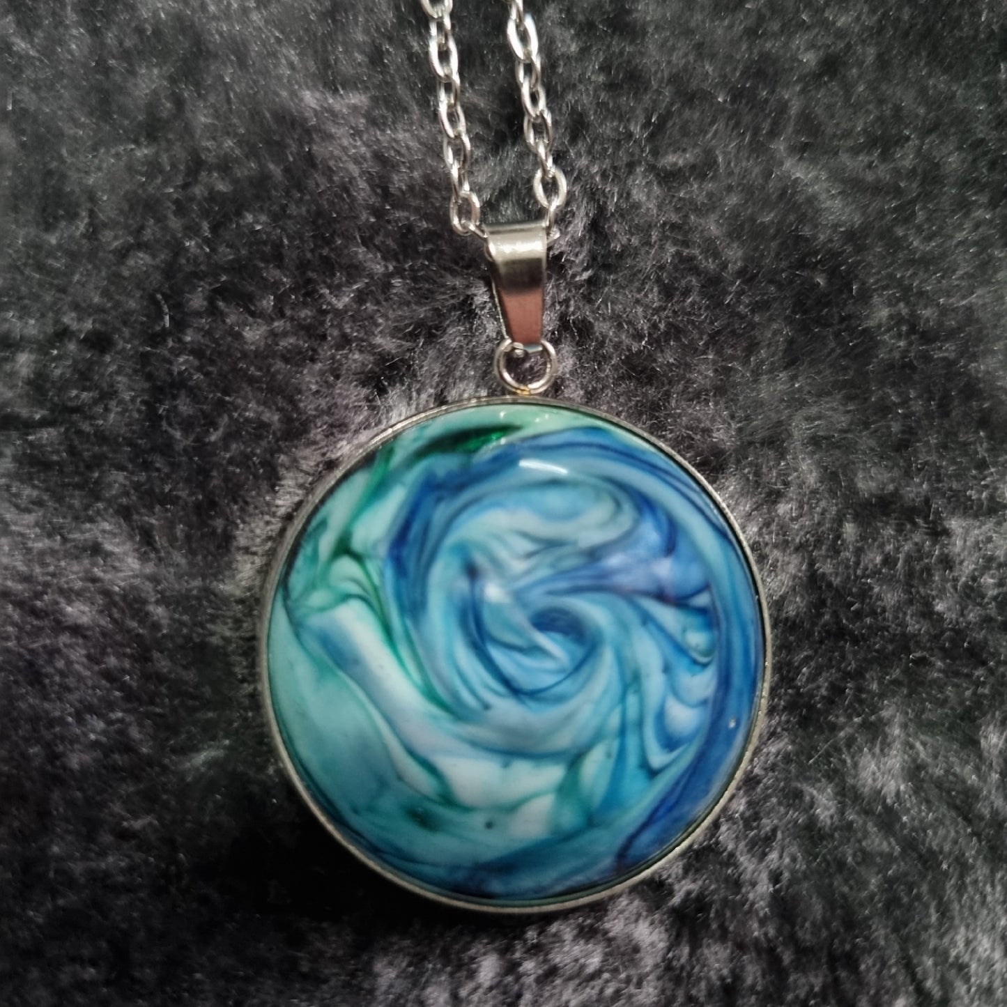 Handmade Round Epoxy Resin Necklace - Large