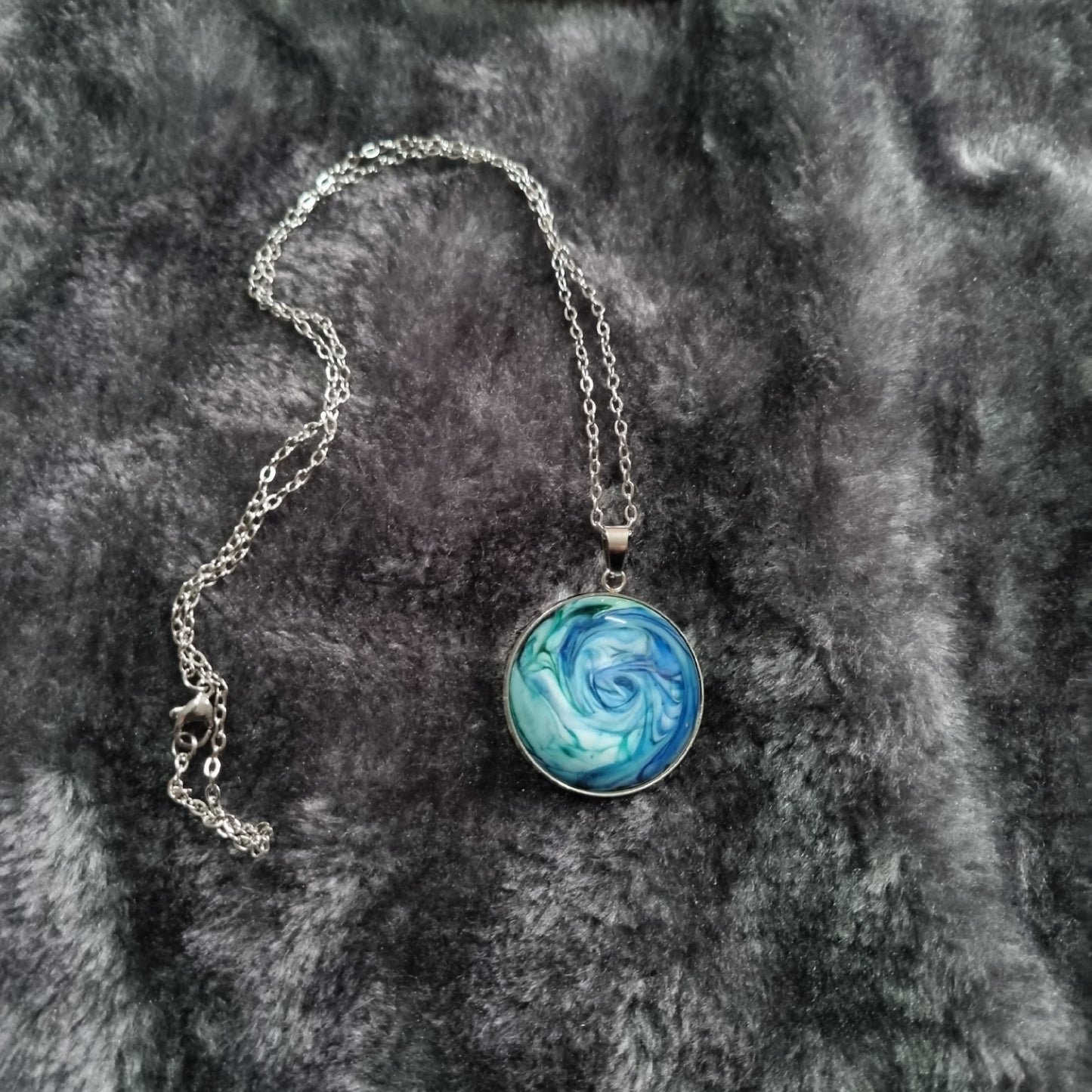 Handmade Round Epoxy Resin Necklace - Large