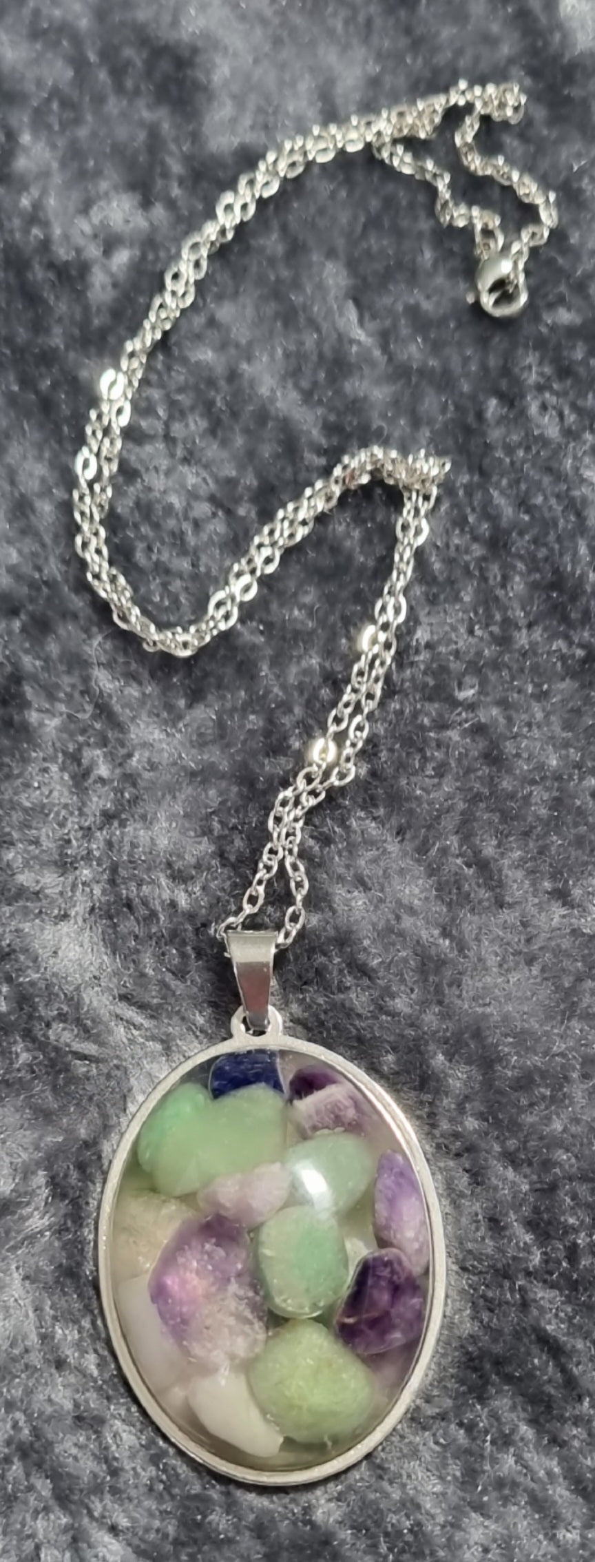 Handmade Oval Epoxy Resin Necklace - Large