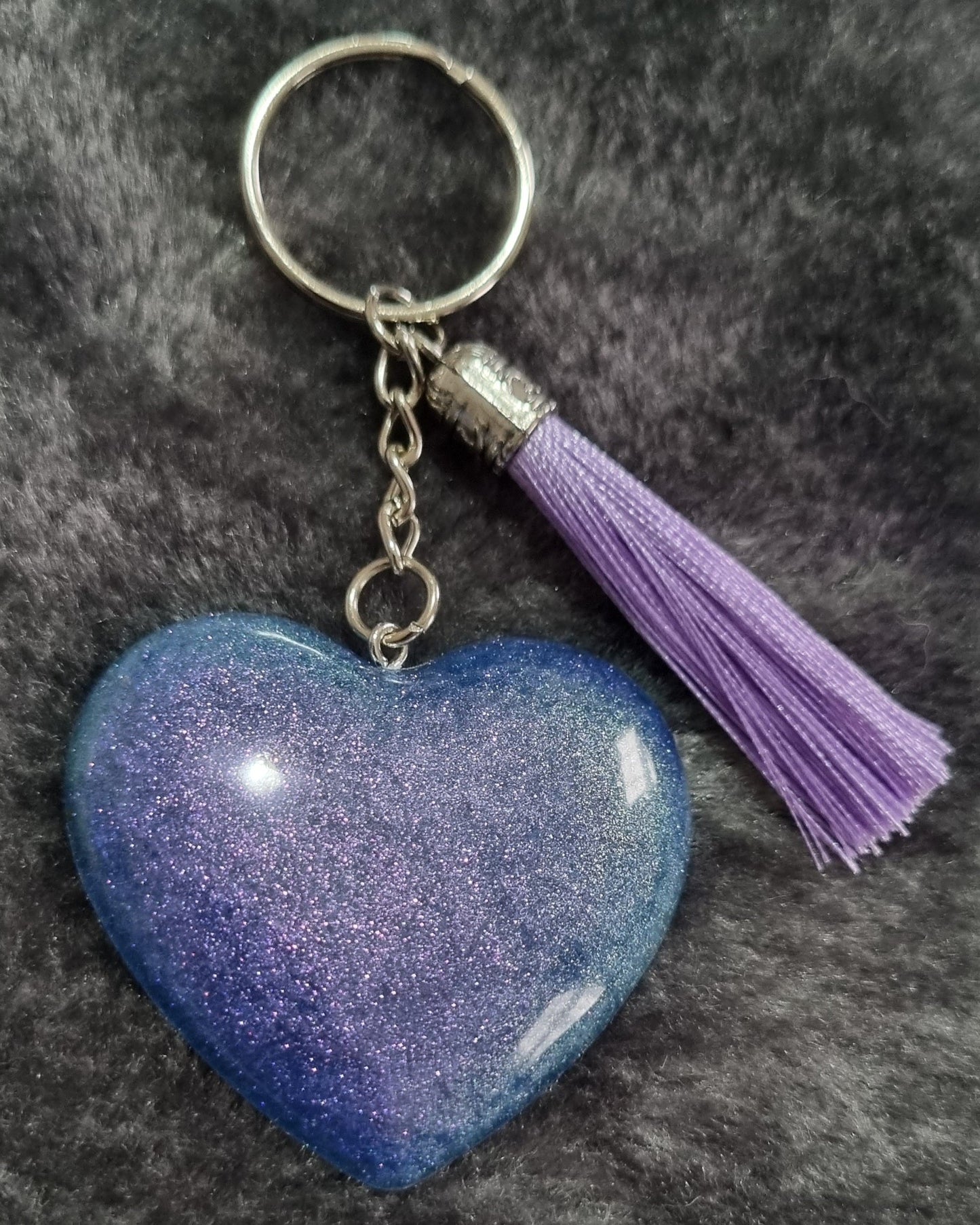Handmade Epoxy Resin Heart Keyring
