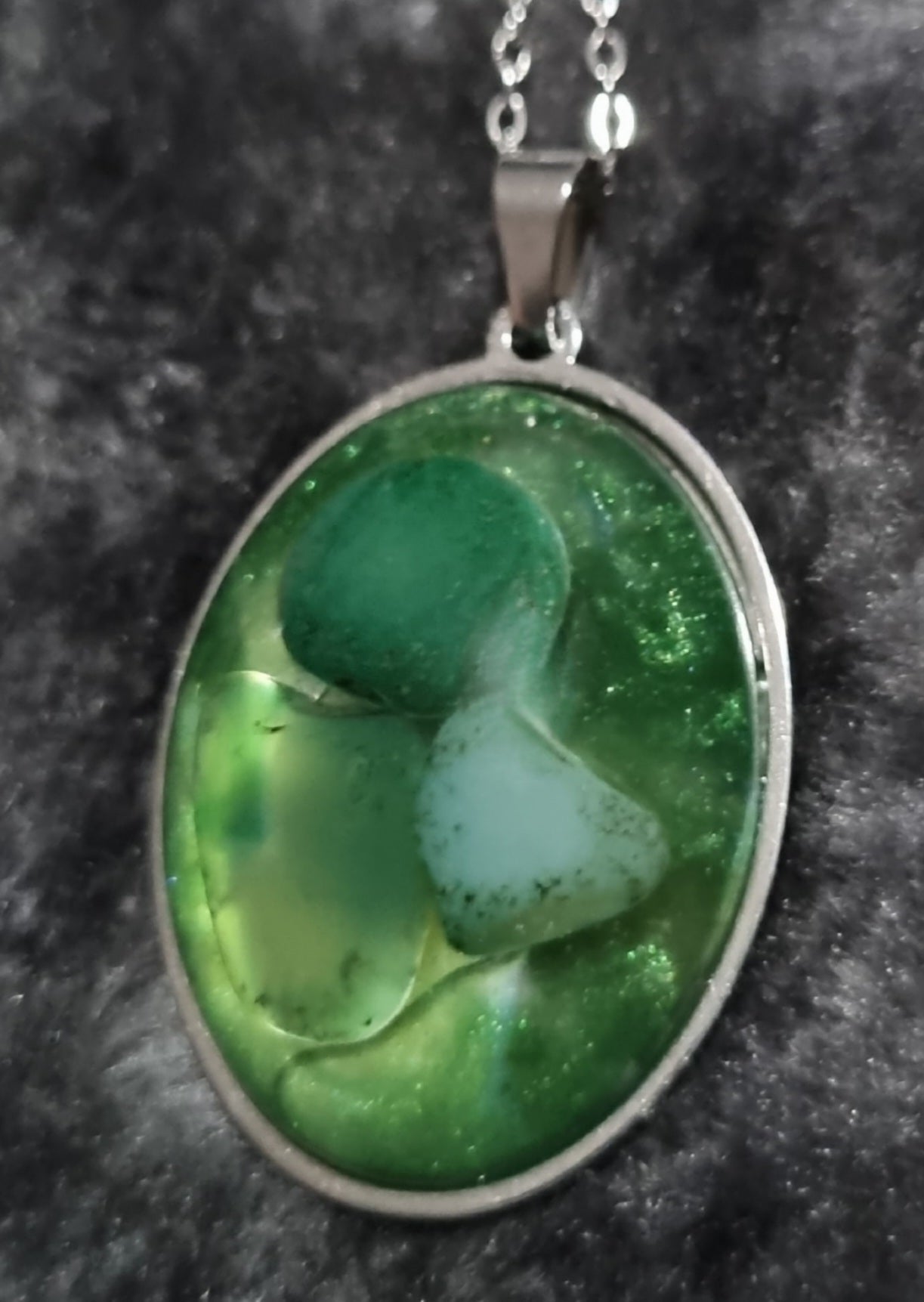 Handmade Oval Epoxy Resin Necklace - Large