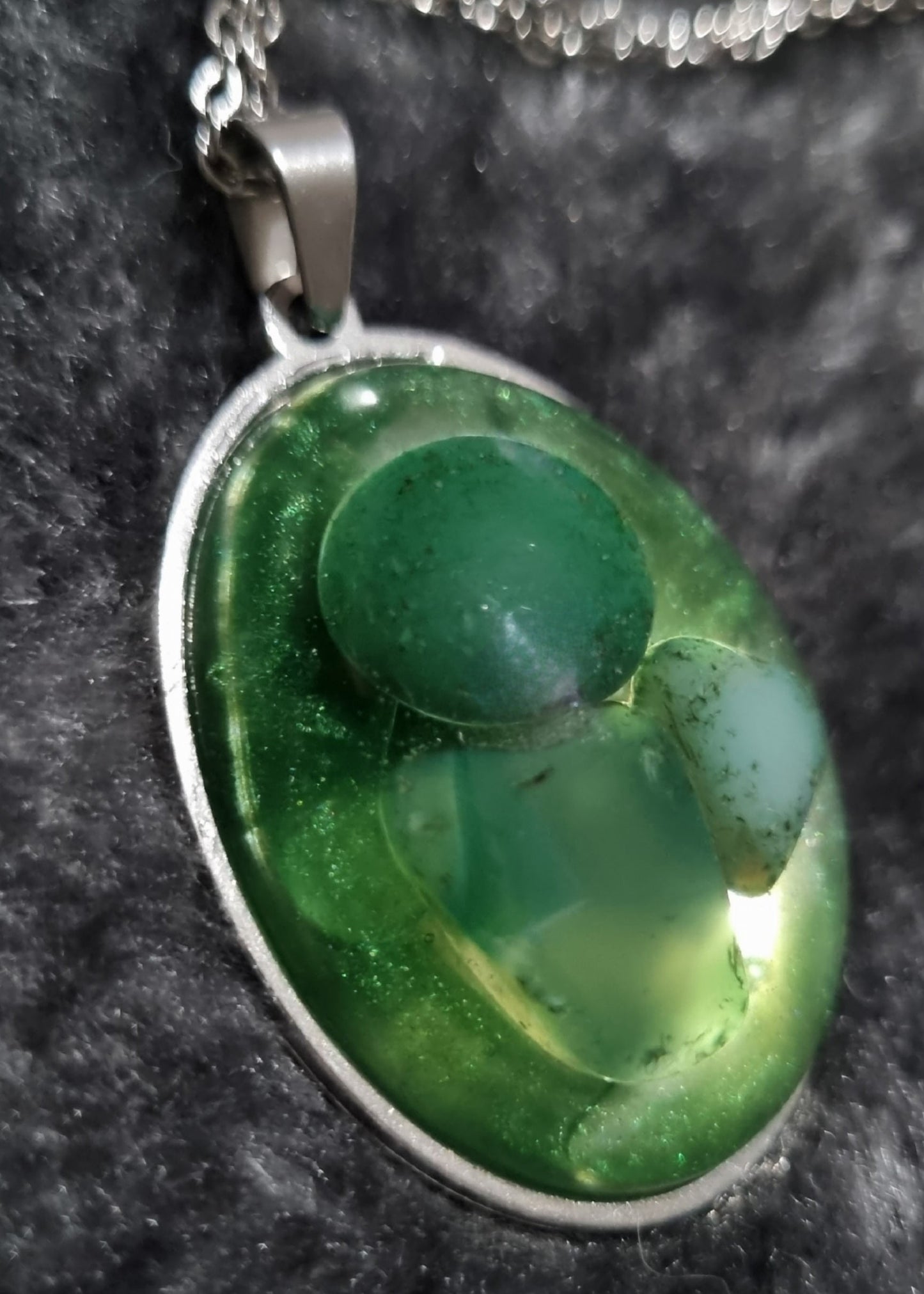 Handmade Oval Epoxy Resin Necklace - Large