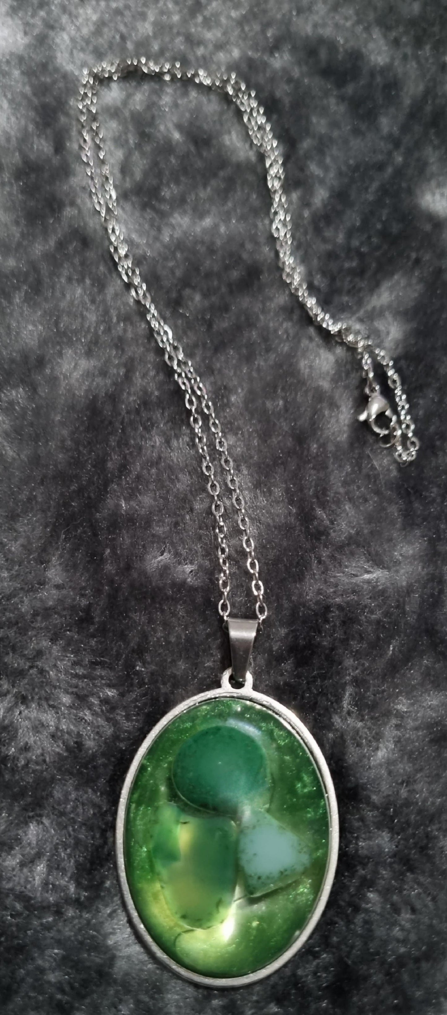 Handmade Oval Epoxy Resin Necklace - Large