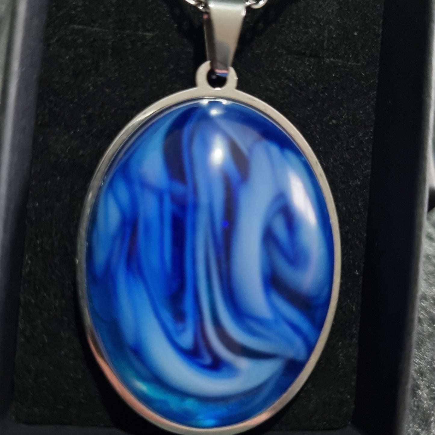 Handmade Oval Epoxy Resin Necklace - Large