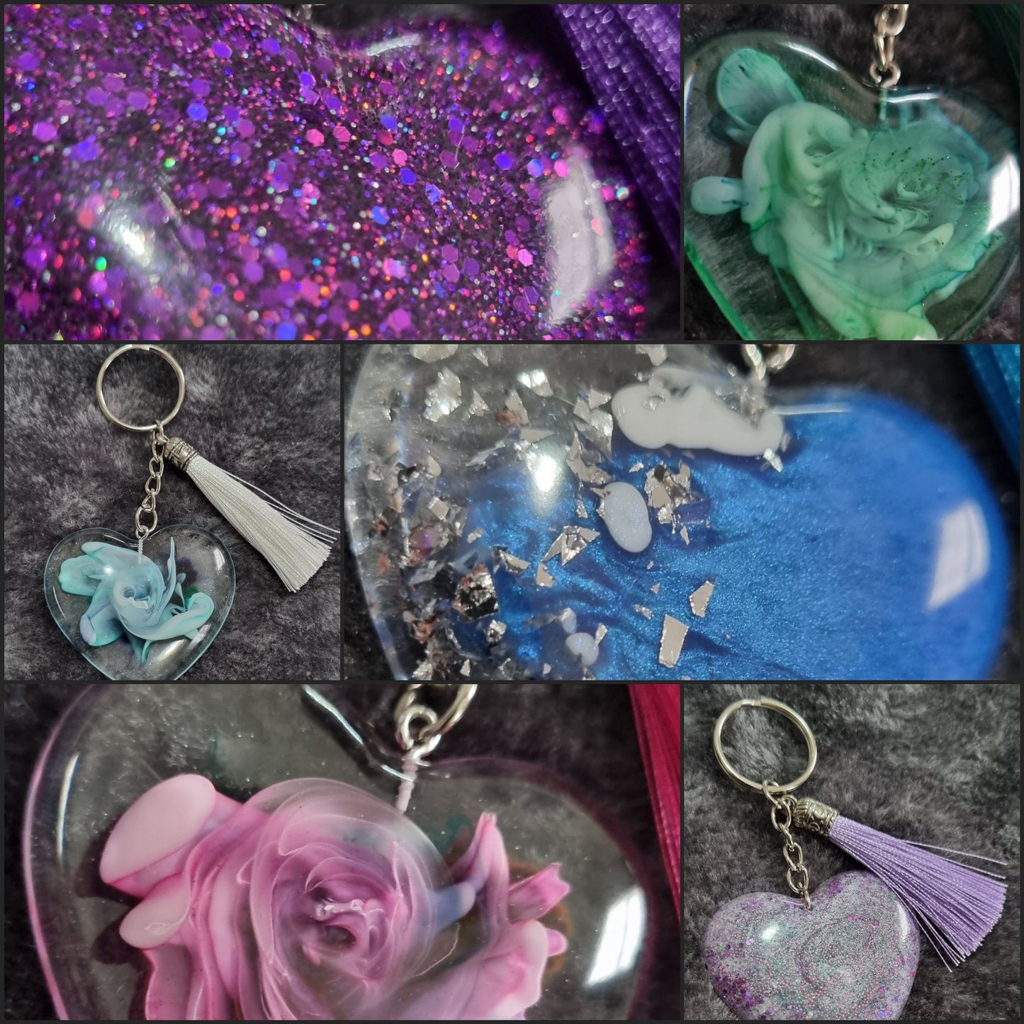 Handmade Epoxy Resin Heart Keyring