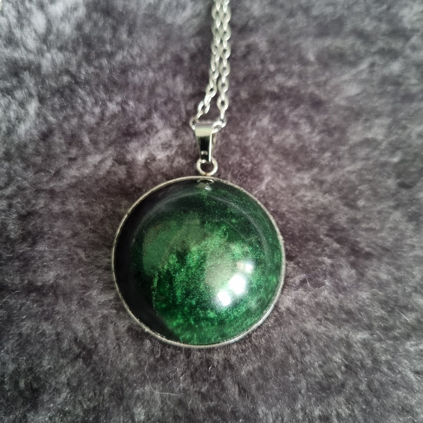 Handmade Round Epoxy Resin Necklace - Large