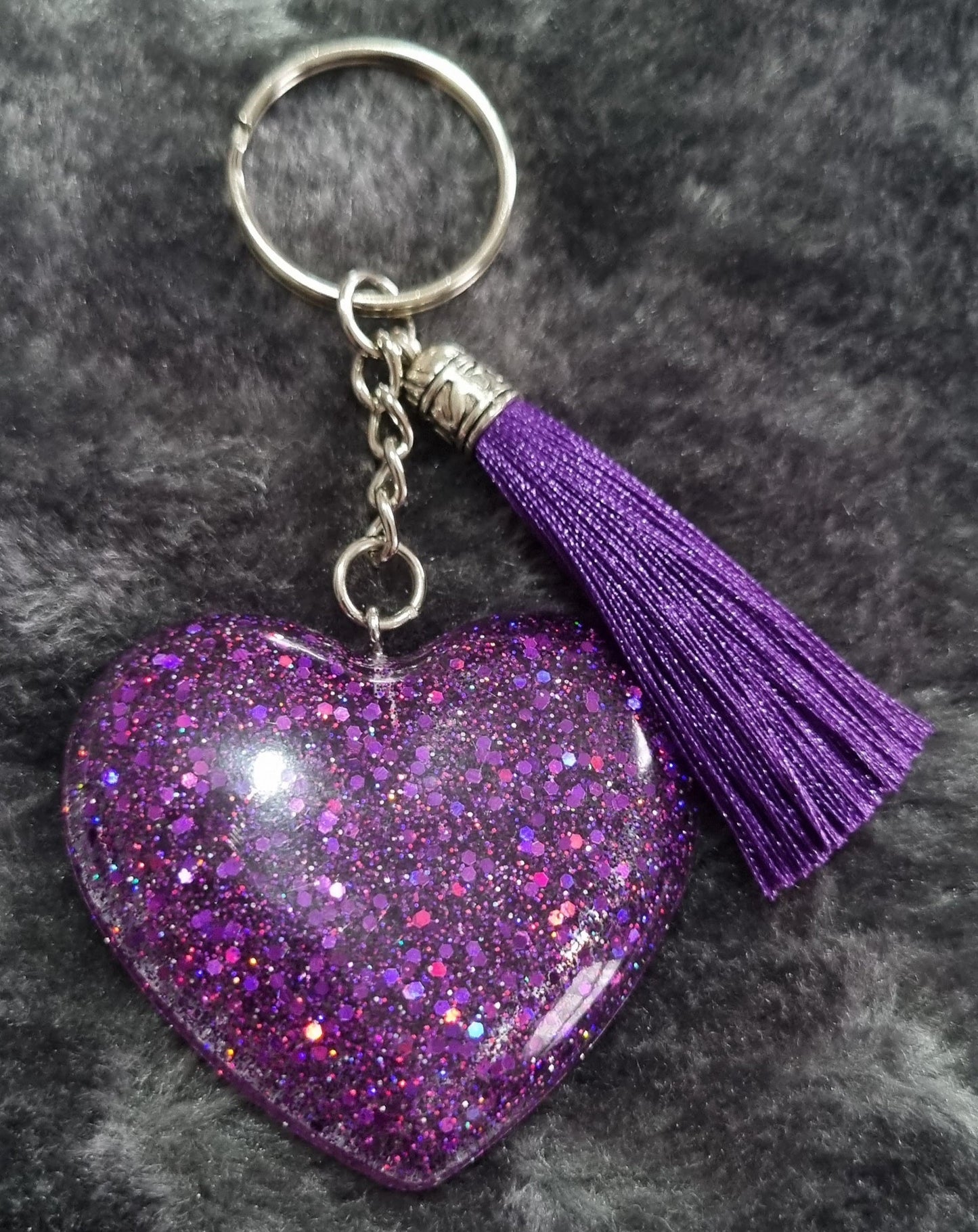 Handmade Epoxy Resin Heart Keyring
