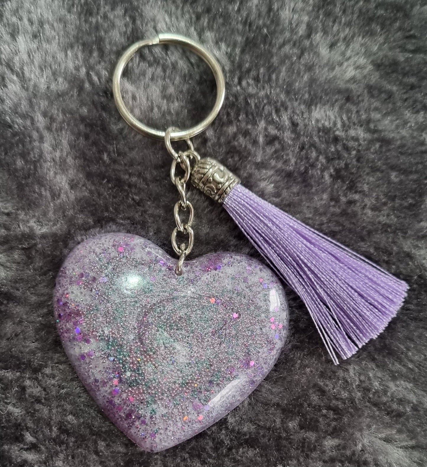 Handmade Epoxy Resin Heart Keyring