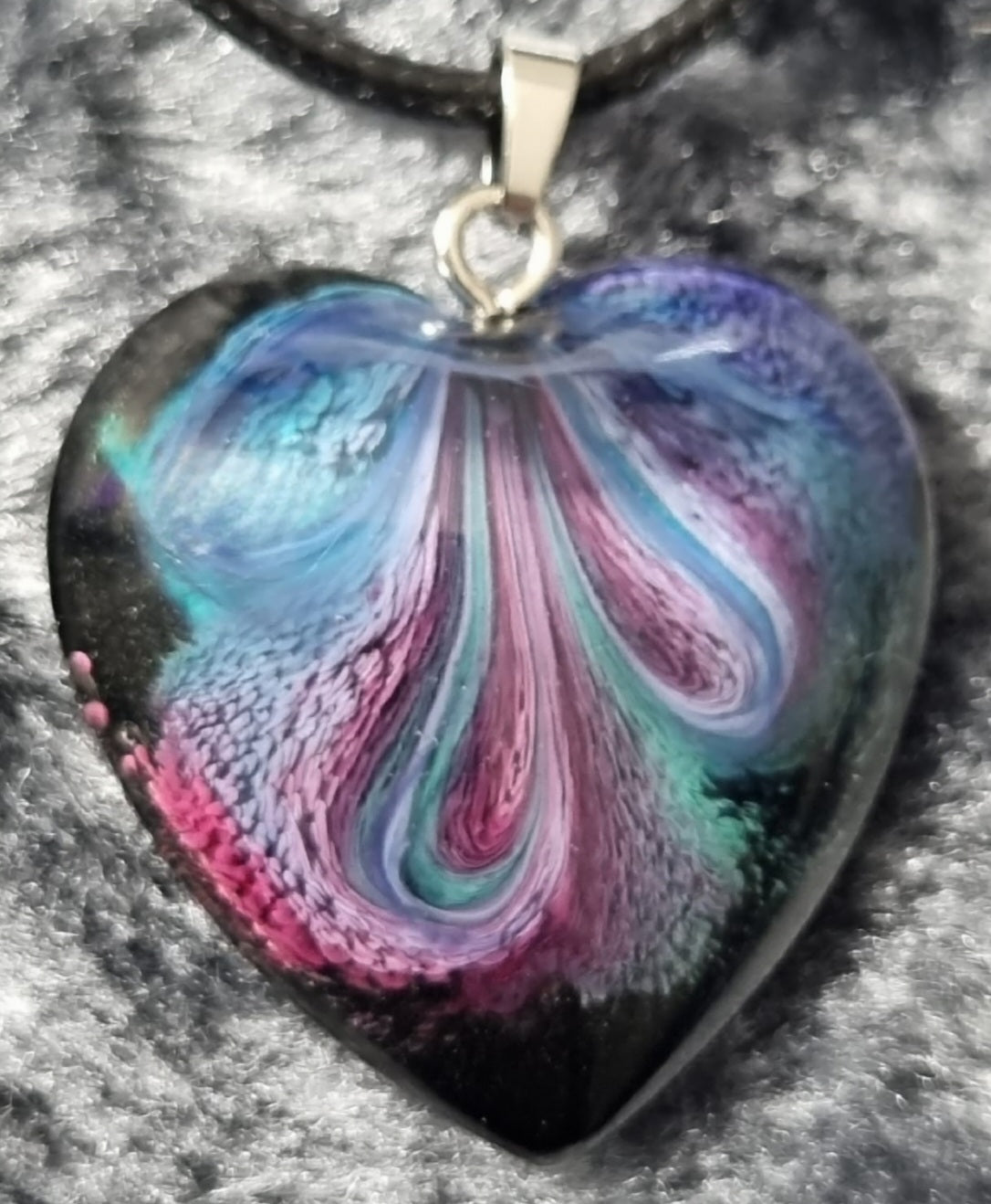 Handmade Heart Epoxy Resin Necklace - Large