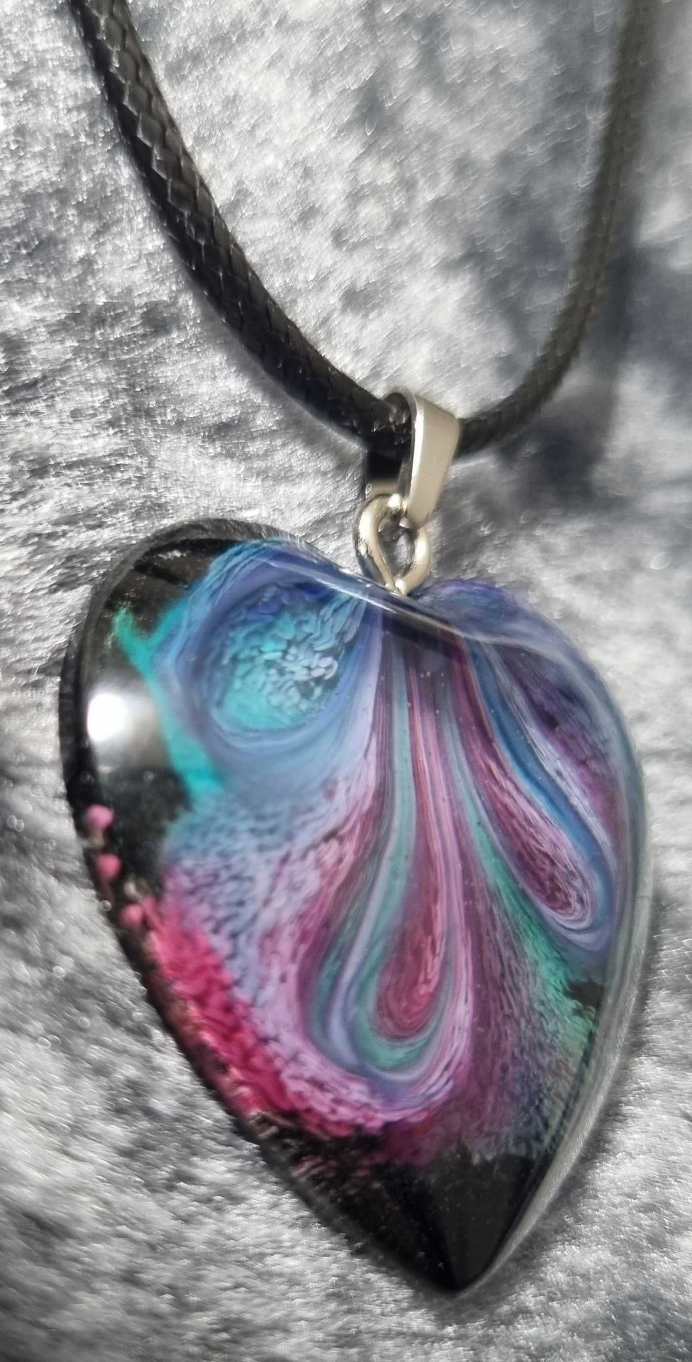 Handmade Heart Epoxy Resin Necklace - Large