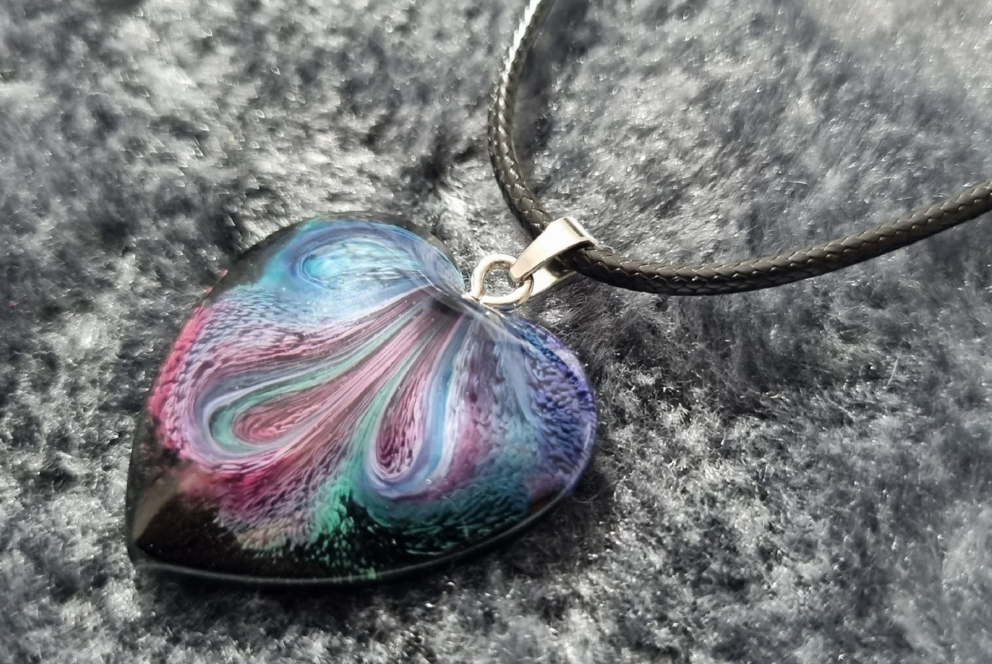 Handmade Heart Epoxy Resin Necklace - Large