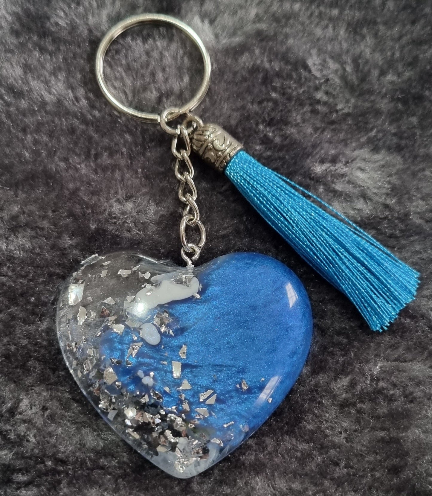 Handmade Epoxy Resin Heart Keyring