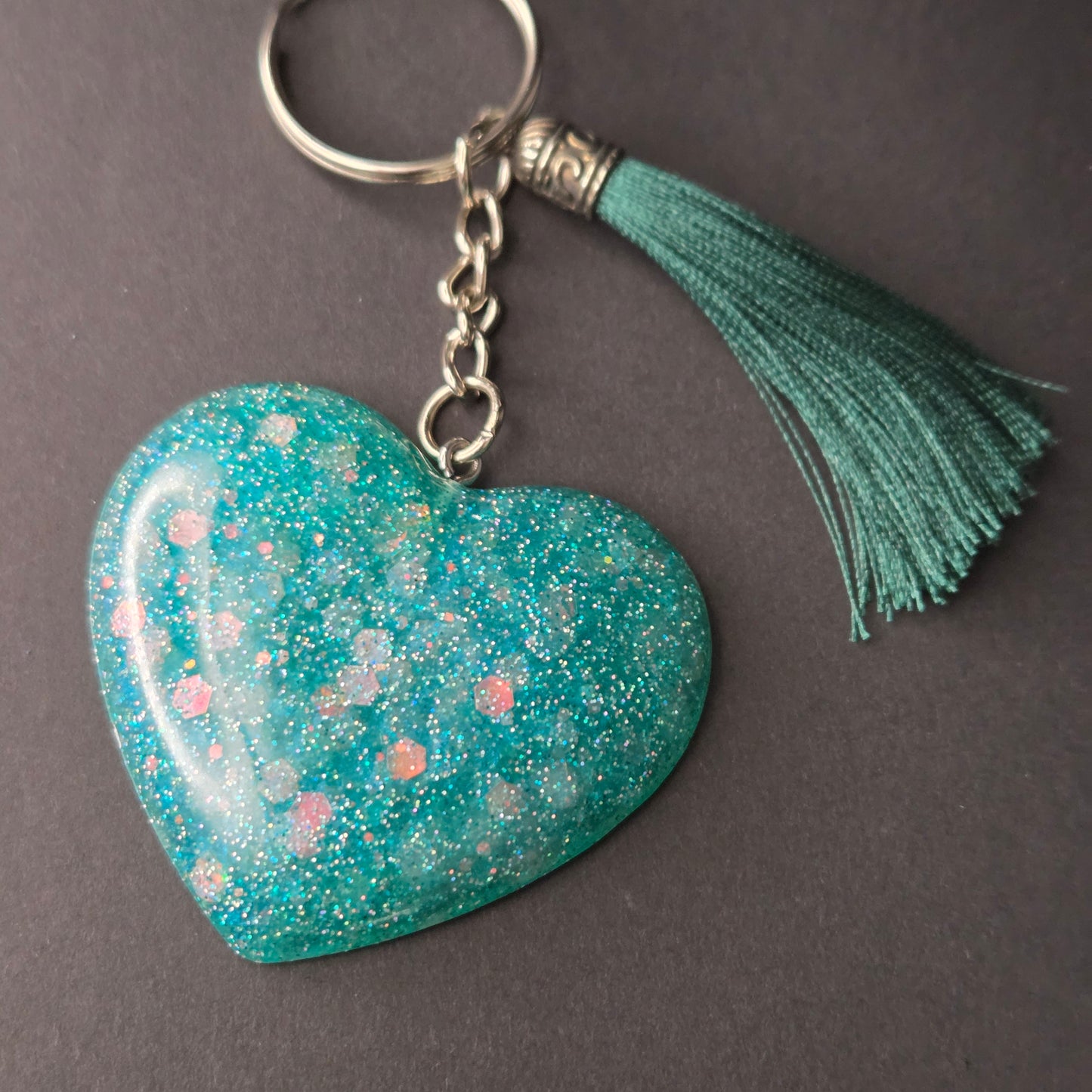 Resin Heart Keyring