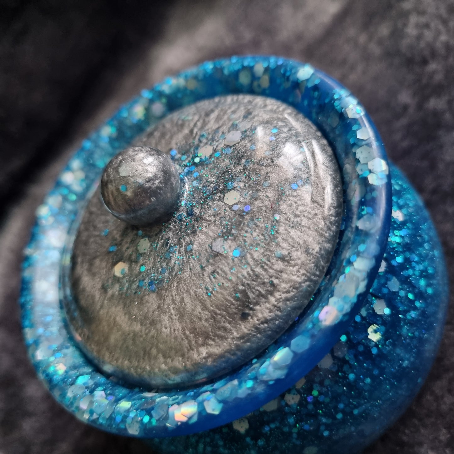 Handmade Blue Resin Honeypot – Sparkly Trinket Box