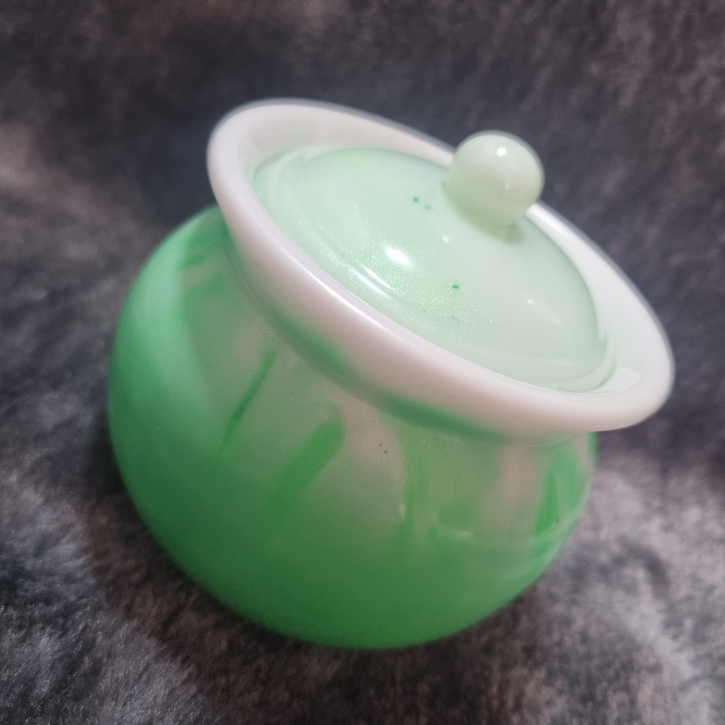 Handmade Neon Green/white Resin Honeypot