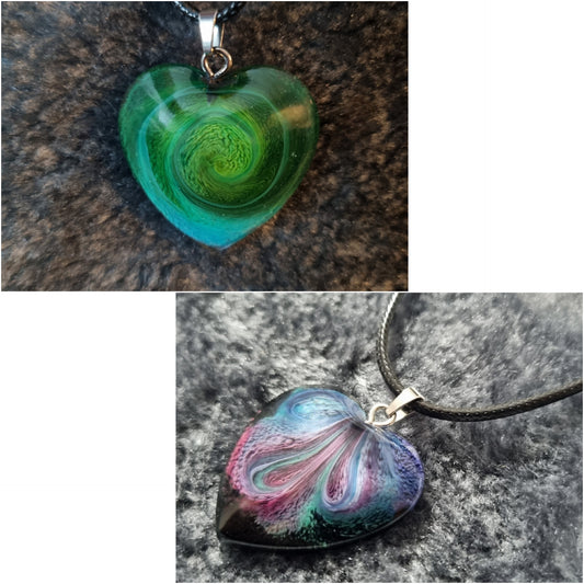 Handmade Heart Epoxy Resin Necklace - Large