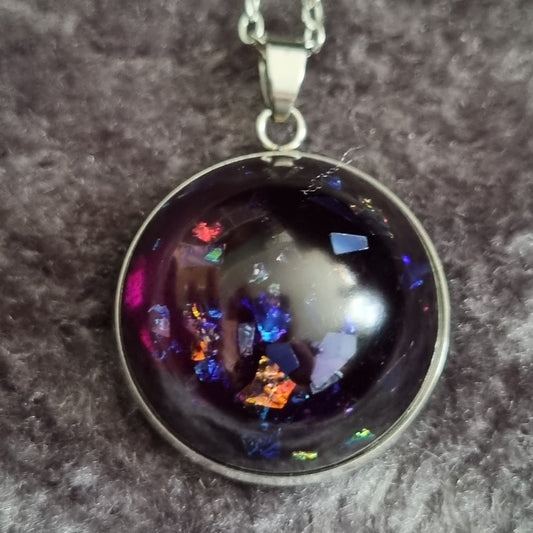 Handmade Round Epoxy Resin Necklace - Medium