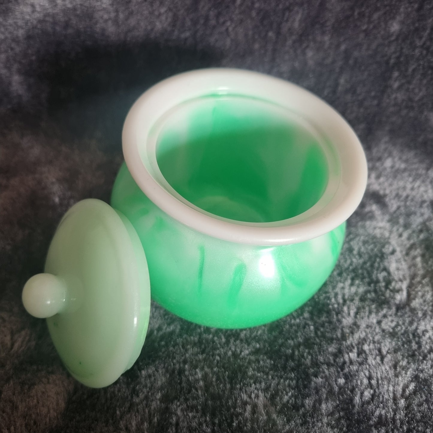 Handmade Neon Green/white Resin Honeypot