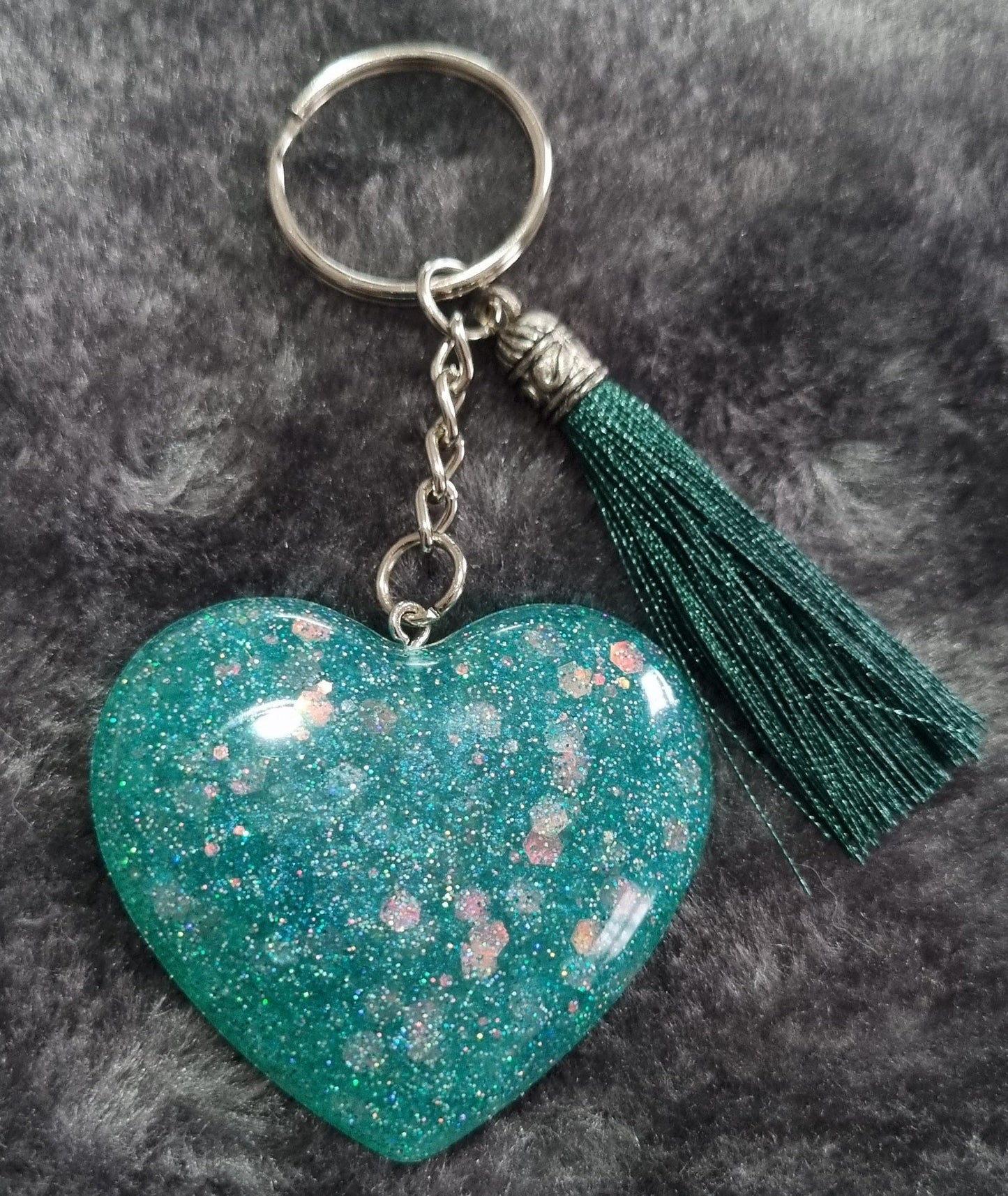 Handmade Epoxy Resin Heart Keyring