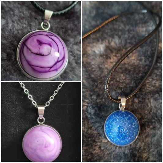 Handmade Round Epoxy Resin Necklace - Small