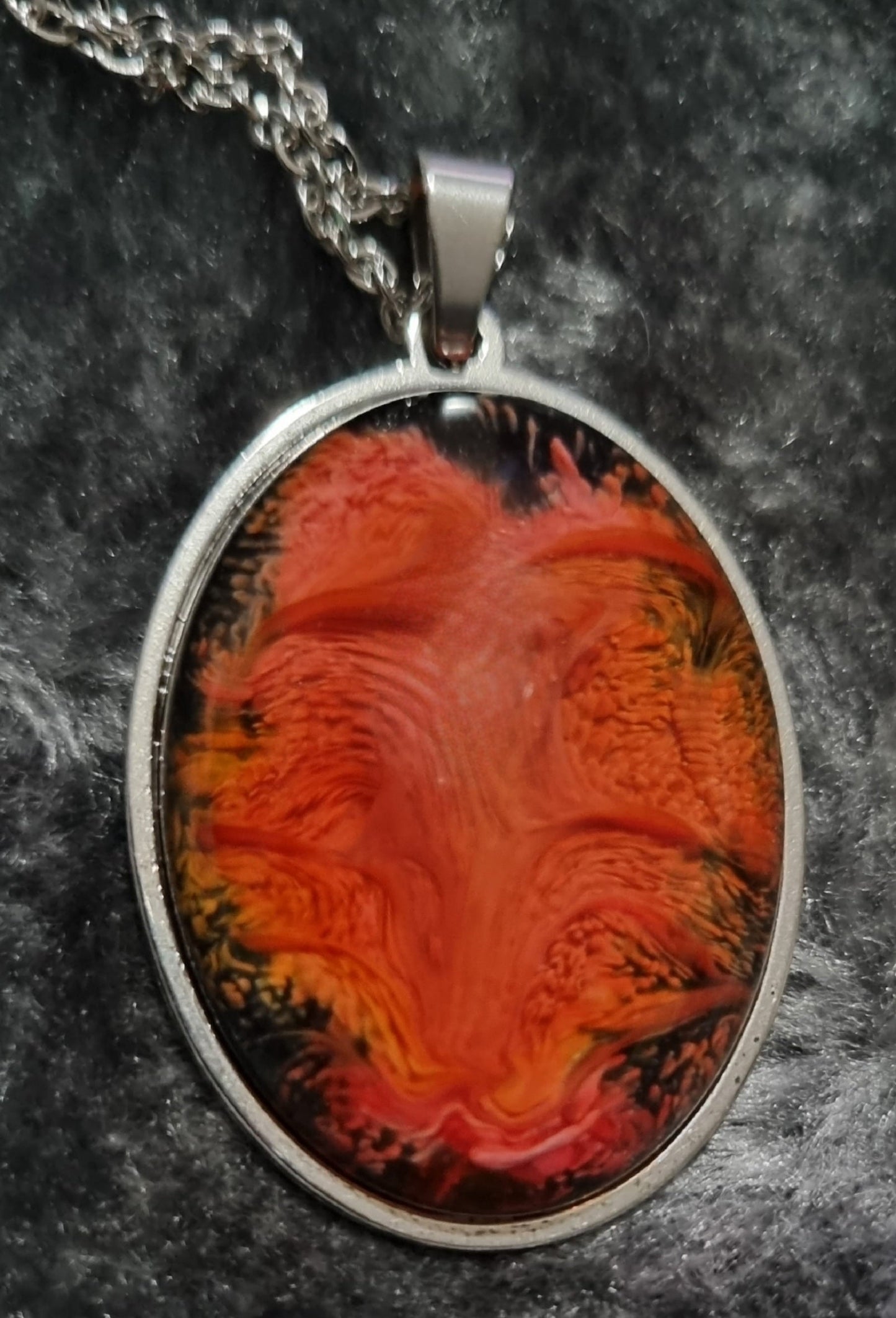 Handmade Oval Epoxy Resin Necklace - Large