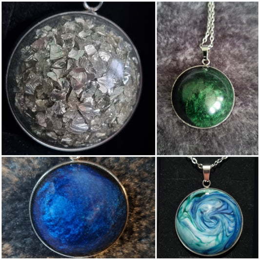 Handmade Round Epoxy Resin Necklace - Large