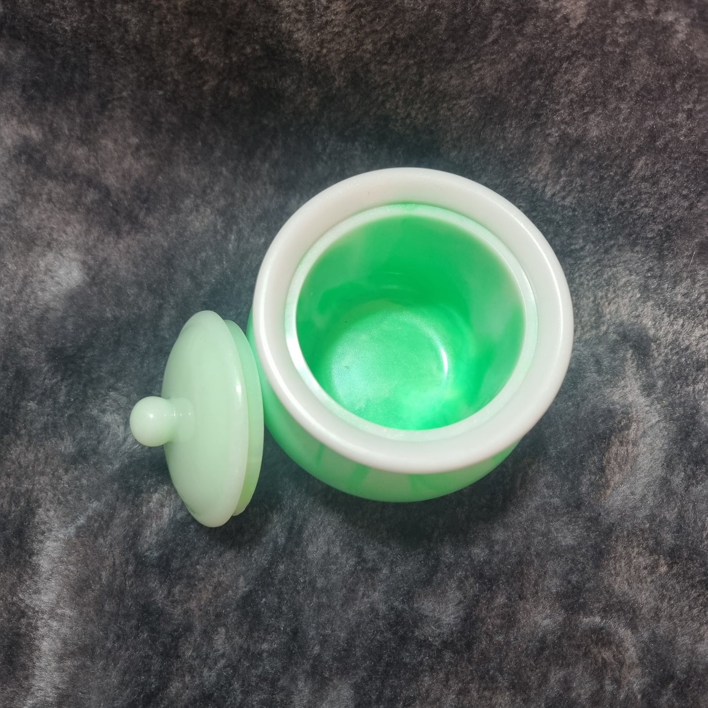 Handmade Neon Green/white Resin Honeypot