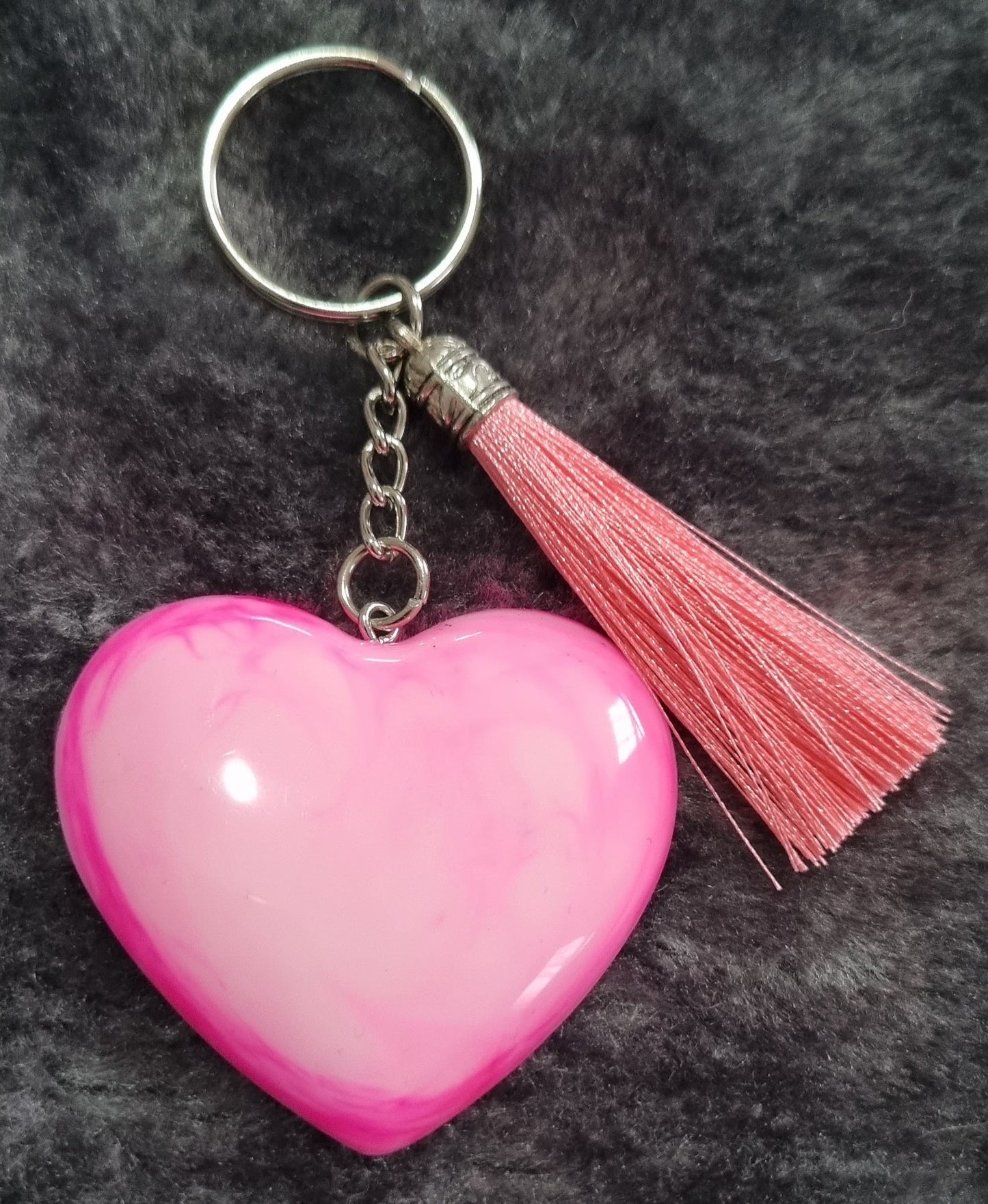 Handmade Epoxy Resin Heart Keyring