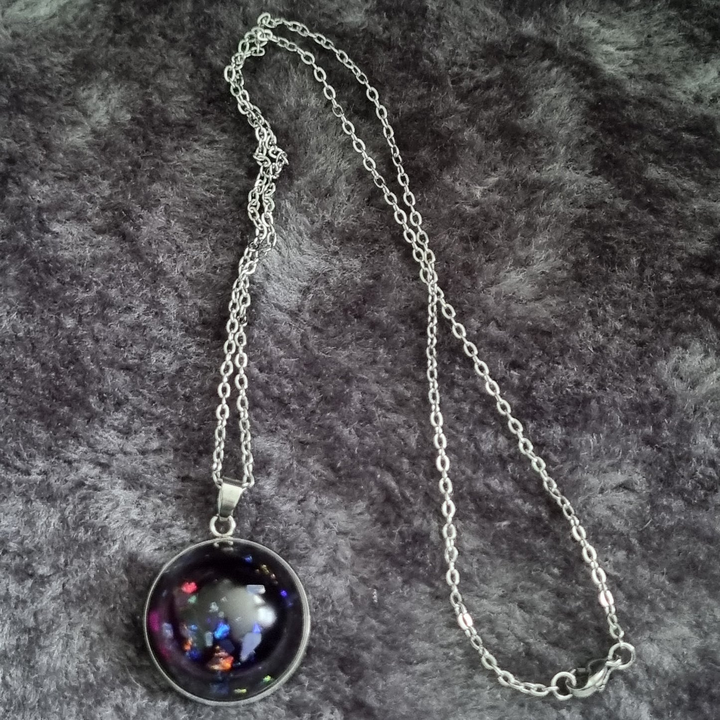 Handmade Round Epoxy Resin Necklace - Medium