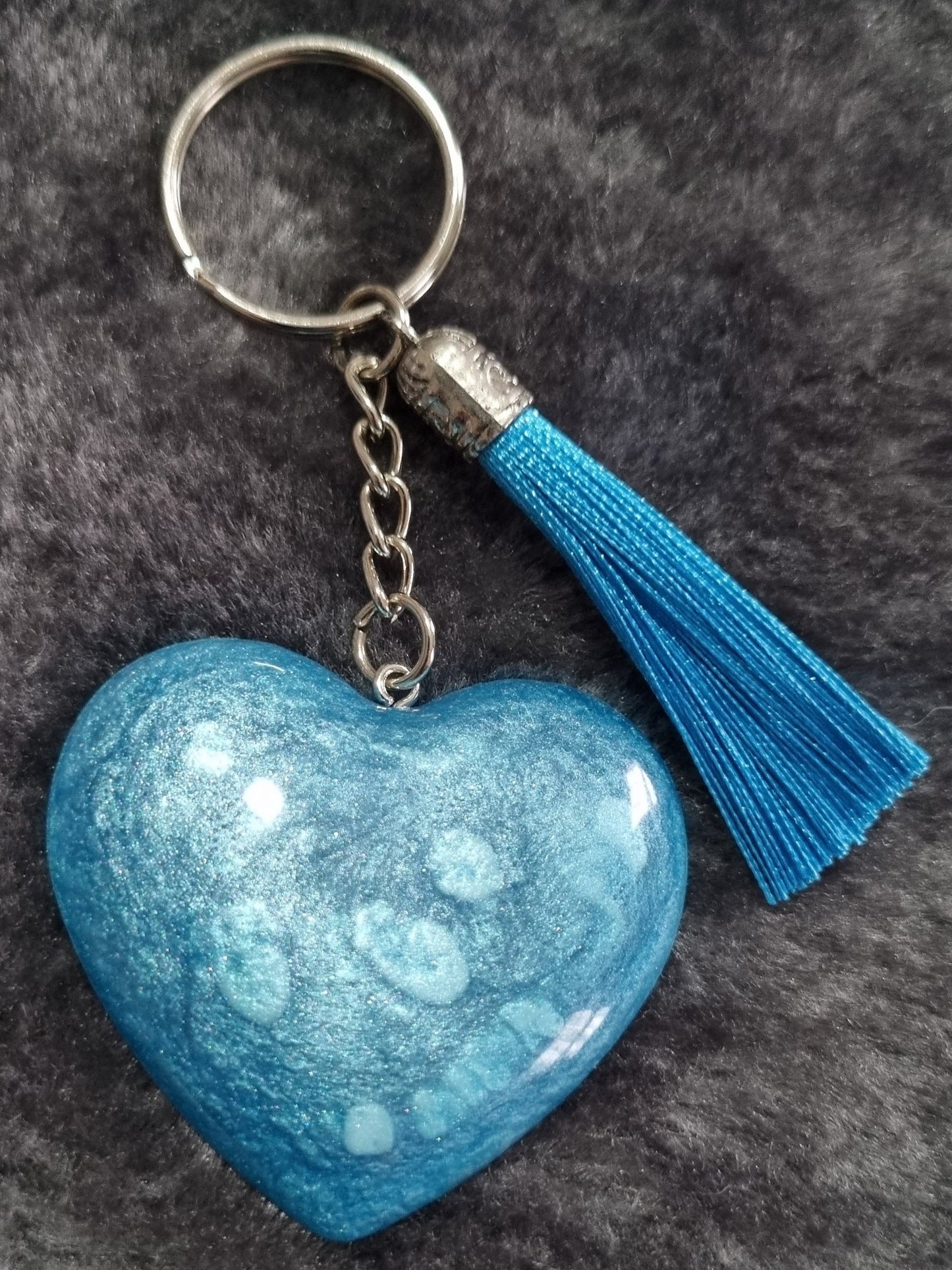 Handmade Epoxy Resin Heart Keyring