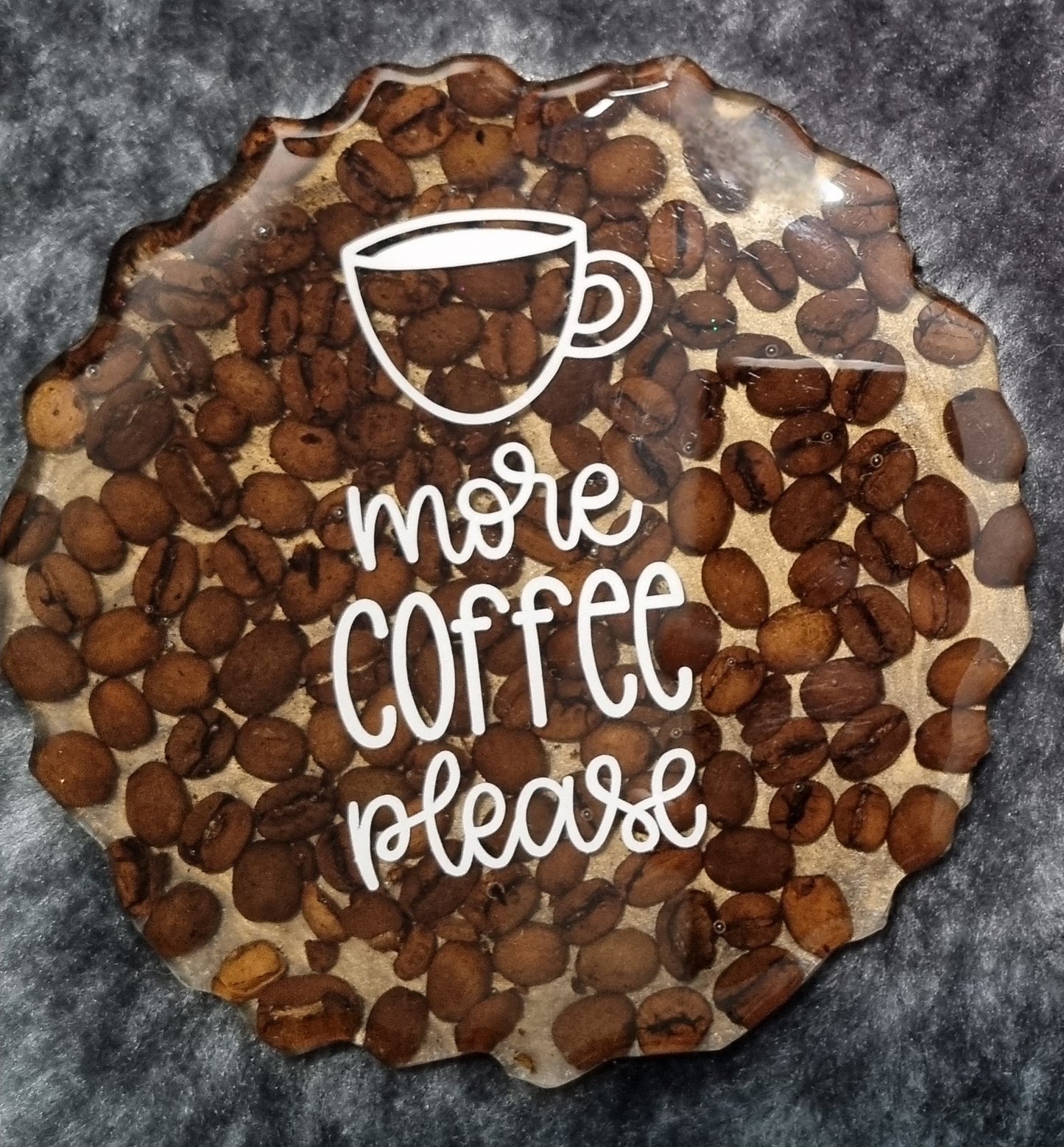 Large Irregular "More Coffee Please" Coffee Bean Resin Coasters
